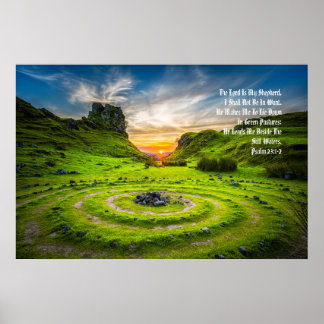 "Grönt Pastures" Psalm 23:1-2, anatonerad profetik Poster