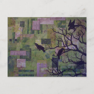 Grönt Patchwork Ravens blandade mediet vykort