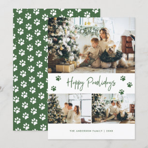 Grönt Paw Skriv ut Photo Collage Lycklig Pawlidays Julkort