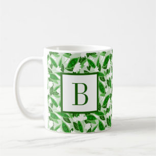 Grönt Pea Pod White Flower Blommar Garden Kaffemugg