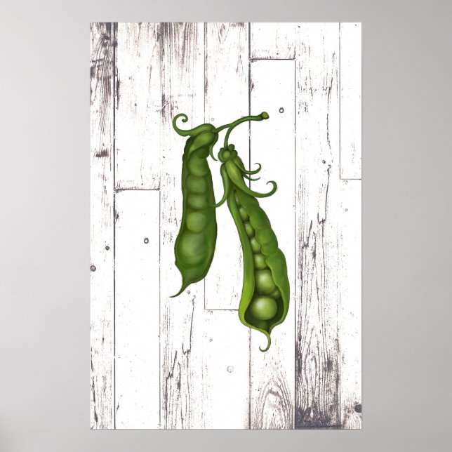 Grönt Pea White Wood Rustic Farmhouse Art Poster (Framsidan)