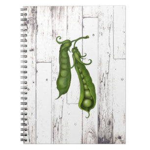 Grönt Pea White Wood Rustic Farmhouse Kitchen Anteckningsbok Med Spiral