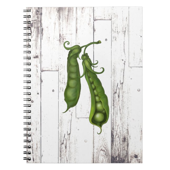 Grönt Pea White Wood Rustic Farmhouse Kitchen Anteckningsbok Med Spiral (Framsidan)