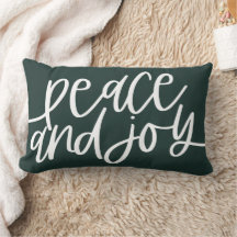 Grönt Peace and Joy Helgdag Lumbar Pillow