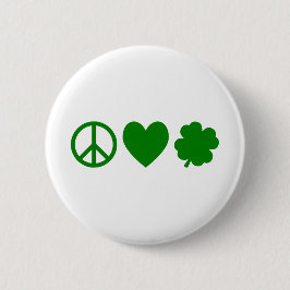 Grönt Peace Kärlek & Shamrocks Knapp