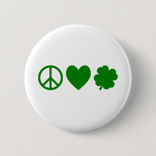 Grönt Peace Kärlek & Shamrocks Knapp