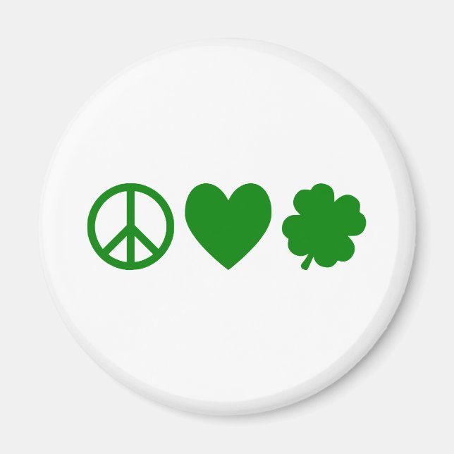 Grönt Peace Kärlek & Shamrocks Magnet (Framsidan)