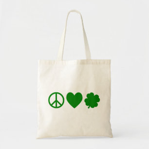 Grönt Peace Kärlek & Shamrocks Tygkasse