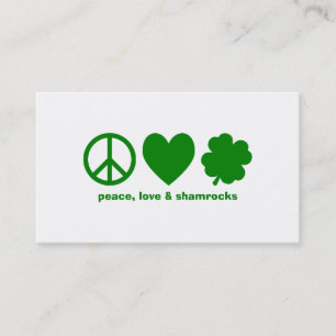 Grönt Peace Kärlek & Shamrocks Visitkort
