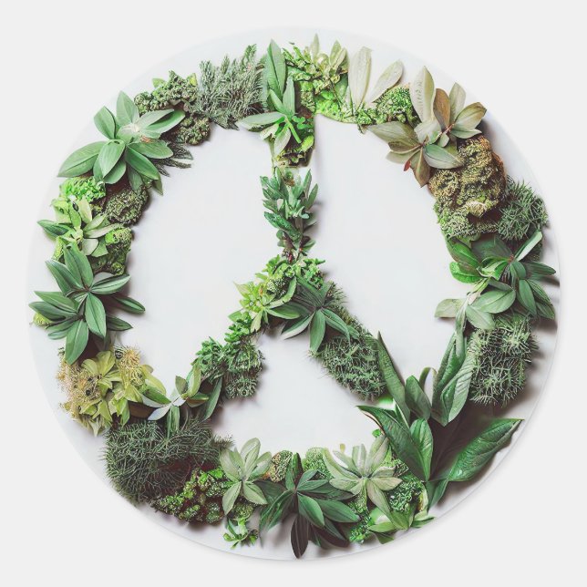 Grönt Peace Runt Klistermärke (Framsida)