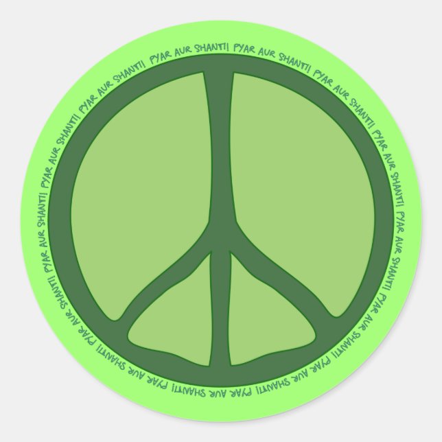 Grönt Peace Sticker Runt Klistermärke (Framsida)