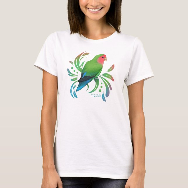 Grönt Peach Faced Lovebird T Shirt (Framsida)