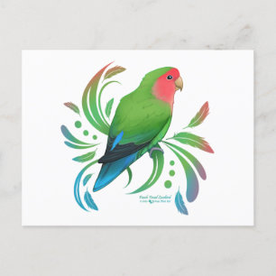 Grönt Peach Faced Lovebird Vykort