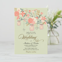 Grönt Peach Rustic Mason Burk Bröllop