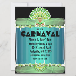 Grönt Peacock Dam Carnaval-inbjudningar Inbjudningar