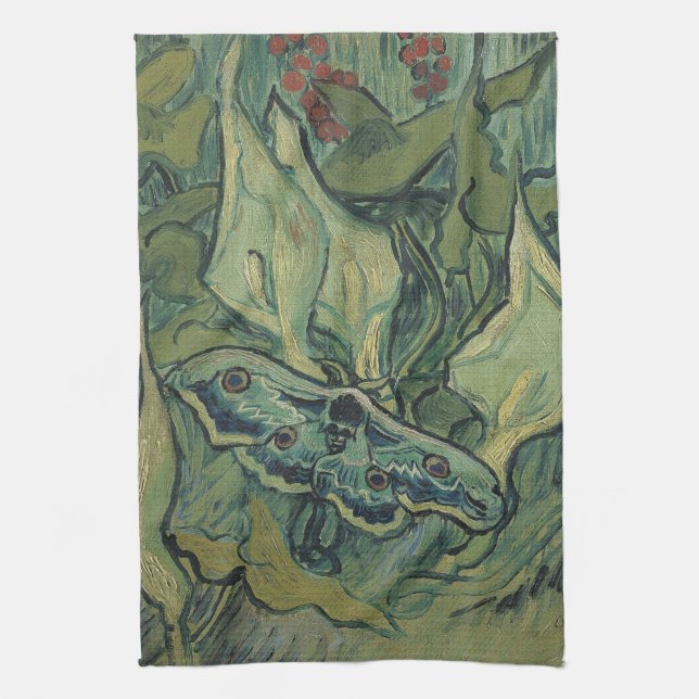 Grönt Peacock (Emperor) Moth av Vincent van Gogh Kökshandduk (Vertikal)