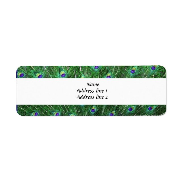 Grönt Peacock Feather-Adressetiketter Returadress Etikett (Framsidan)