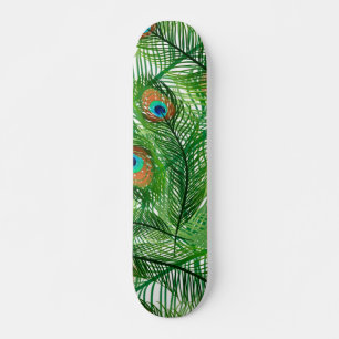 Grönt Peacock Mönster Mini Skateboard Bräda 18,5 Cm