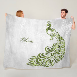Grönt Peacock Personlig Fleece Blanket