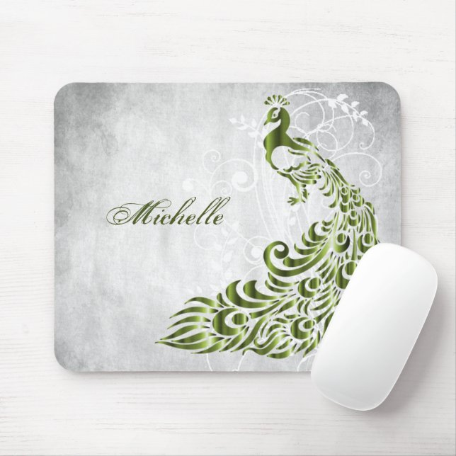 Grönt Peacock Personlig Mousepad Musmatta (Med mus)