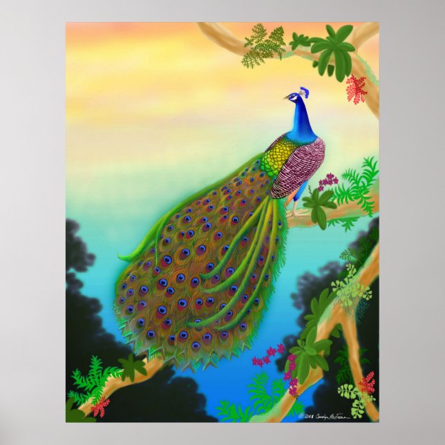 Grönt Peacock Poster (Framsidan)
