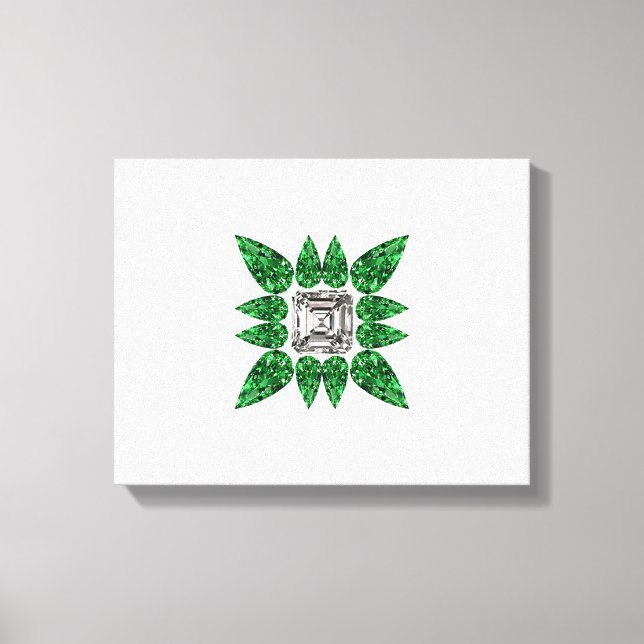 Grönt Pear-form Diamond Mönster Canvastryck (Framsida)