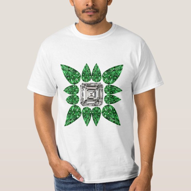 Grönt Pear-form Diamond Mönster T Shirt (Framsida)