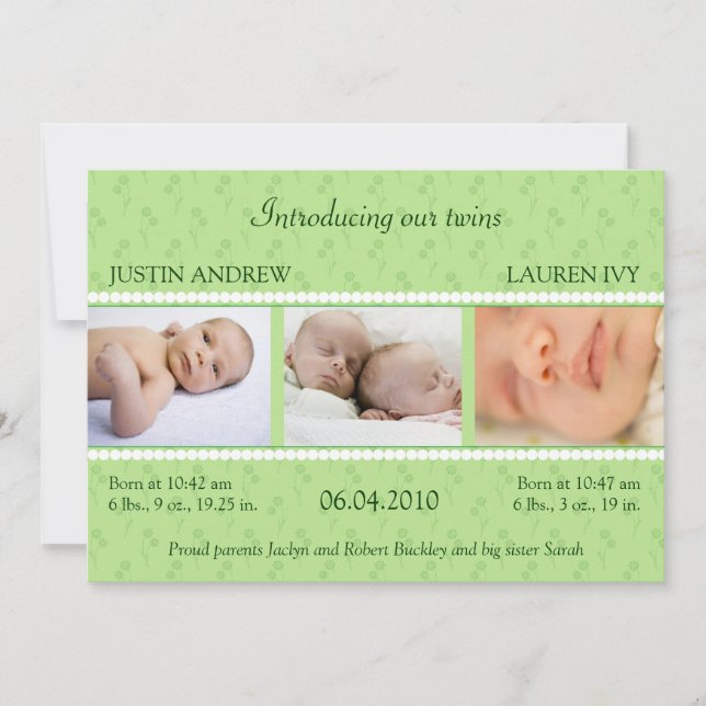 Grönt Pearl Twillingars-meddelande Meddelande (Framsida)