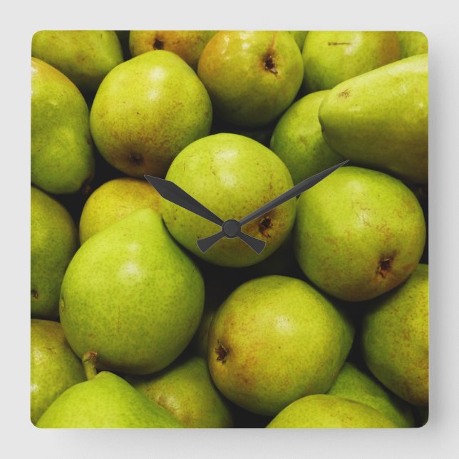Grönt Pears Fyrkantig Klocka (Framsida)