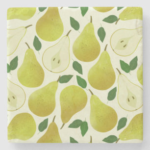 Grönt Pears Mönster Stenunderlägg