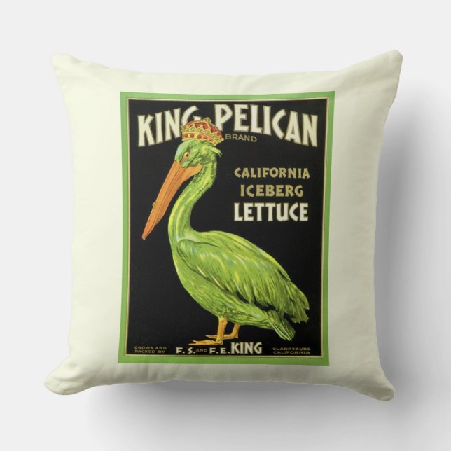 Grönt Pelican-etikett Kudde (Framsida)