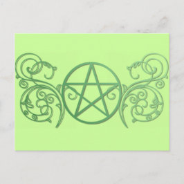 Grönt pentacle med blomning vykort