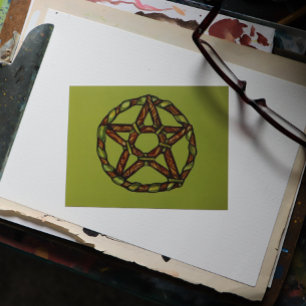 Grönt Pentagram Noggrannhet Vykort