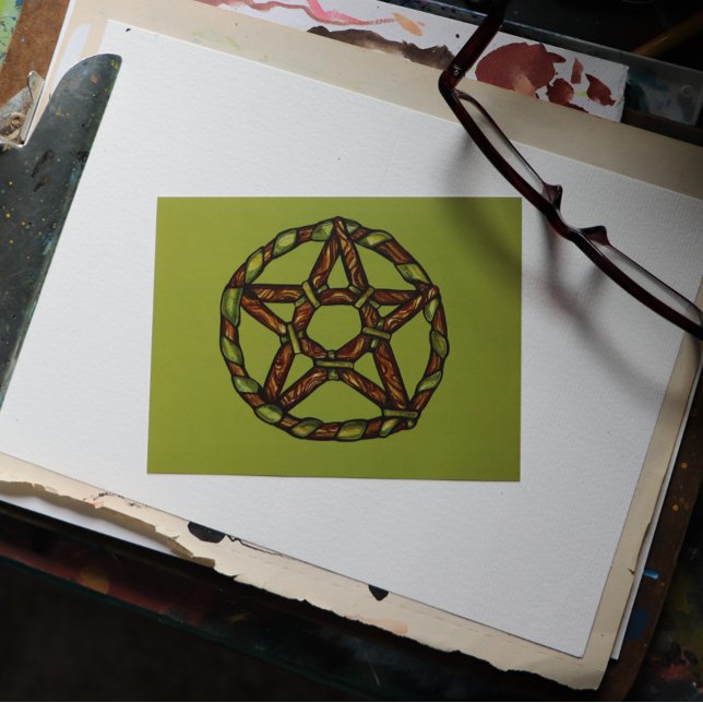 Grönt Pentagram Noggrannhet Vykort (Skapare uppladdad)
