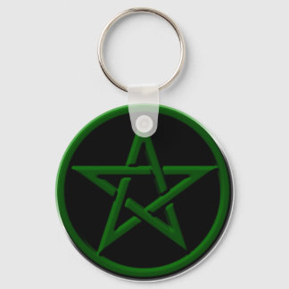 Grönt Pentagram-nyckelkedja Nyckelring