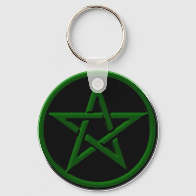 Grönt Pentagram-nyckelkedja Nyckelring (Framsida)