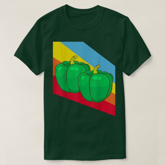 Grönt Pepper Paprika Vegetables Vegan Vegetarian T Shirt (Design framsida)