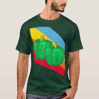 Grönt Pepper Paprika Vegetables Vegan Vegetarian T Shirt
