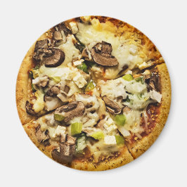 Grönt Peppers och Mushroom Pizza Food Magnet