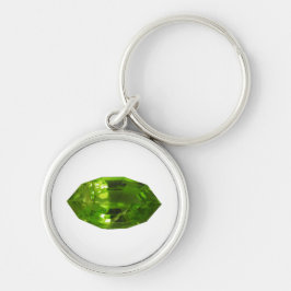 Grönt Peridot Gemstone Rund Silverfärgad Nyckelring