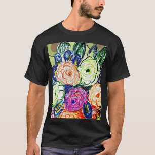 Grönt, Perpule och Orange Rosas T Shirt