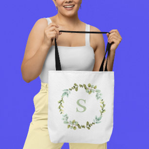 Grönt Personlig av andedräkt Monogrammed Tote Bag Tygkasse
