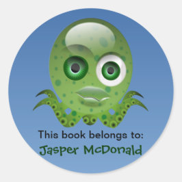 Grönt Personlig för oktopus-etiketter Runt Klistermärke