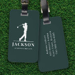 Grönt Personlig Monogram Golfer Bagagebricka<br><div class="desc">Den här designen har en golfer som växlar en klubb och har två fält som du kan använda att anpassa - kanske med ett namn och golflag eller klubb.</div>