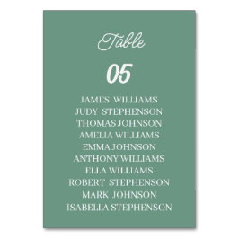 Grönt Personligt bröllp Bordsnummer