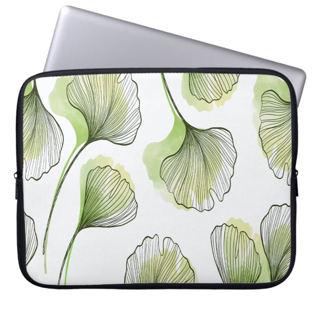 Grönt petals laptop fodral (Framsidan)