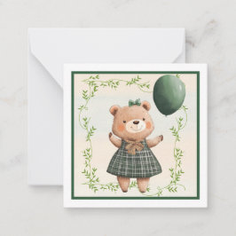Grönt Pets Dress Bear med hårstrå Anteckningskort