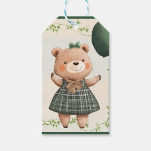 Grönt Pets Dress Bear med hårstrå Presentetikett