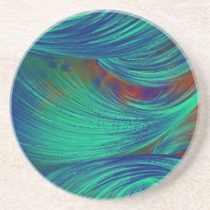 Grönt Phoenix Feathers Abstrakt Art Underlägg