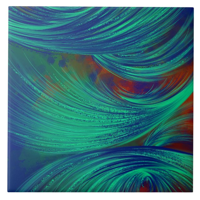 Grönt Phoenix Feathers Kakelplatta (Framsidan)